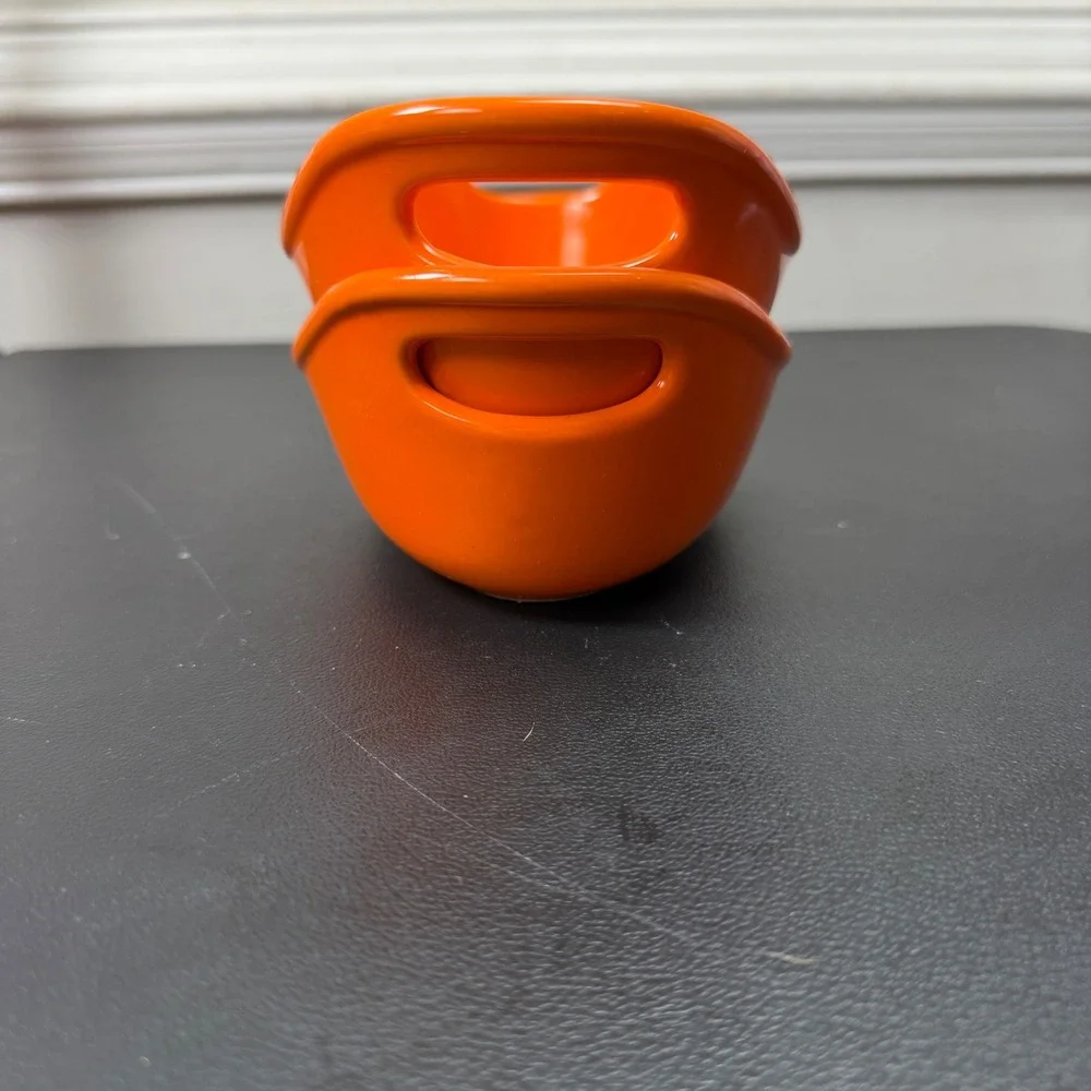 Set of 2 Rachael Ray Ramekins 12oz Orange Modern Stoneware Oval Bakers